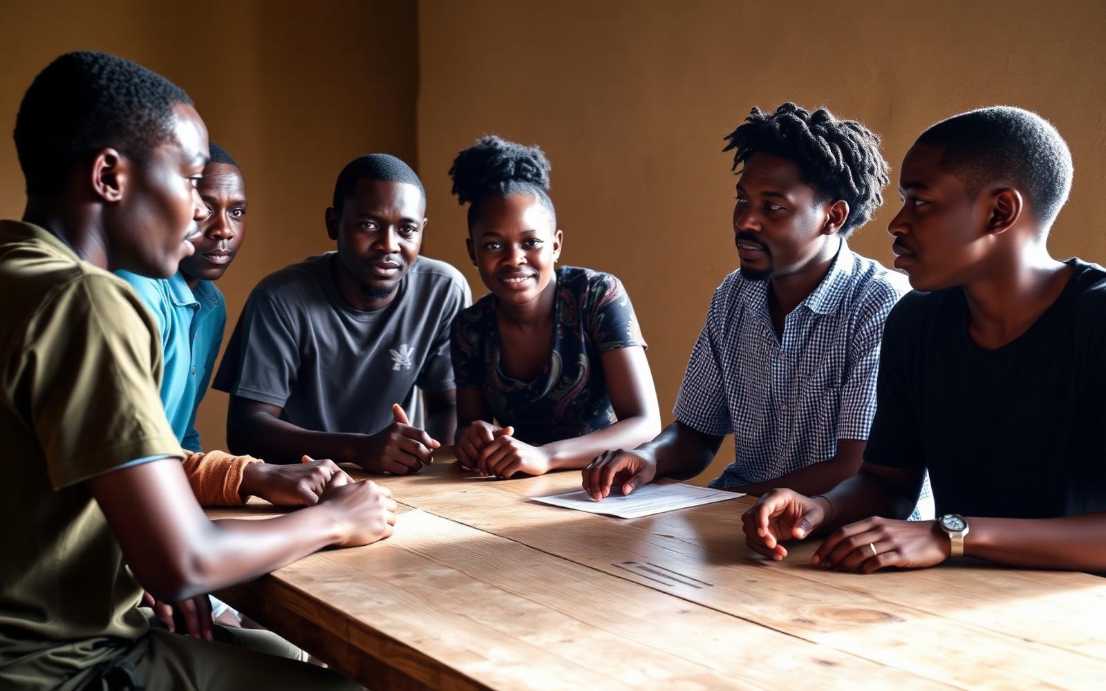 Young leaders in community meeting